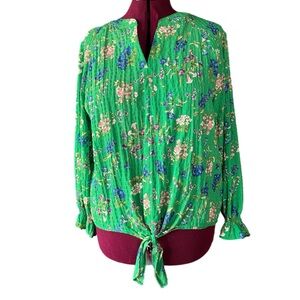 Counterparts Green Floral Tie-Front Blouse